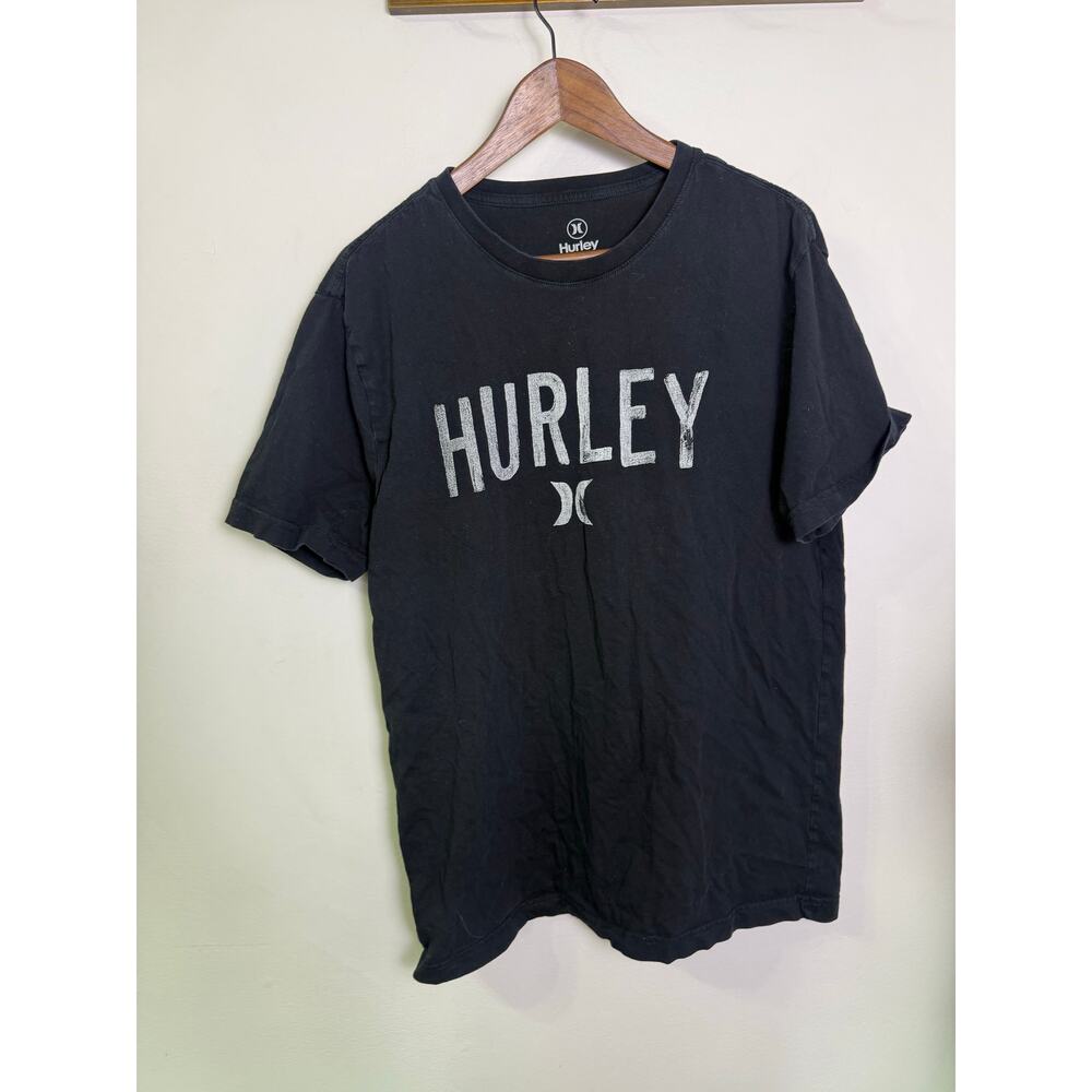 Hurley Men’s T-Shirt Medium Black Short Sleeve Logo Graphic Tee Surf Skate